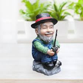 Estátua Miniatura Pescador Decorativa — Enfeite de Resina para Casa e Jardim